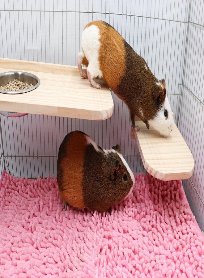Neeenn Chinchilla Wooden Platform Set with Feeding Bowl, Wooden Guinea Pig Cage Platform, Small Animals Perch Stand Board, Cage Accessories for Hamster Rats Squirrel Gerbil Birds Parrots Parakeets Guinea Pig - Image 3